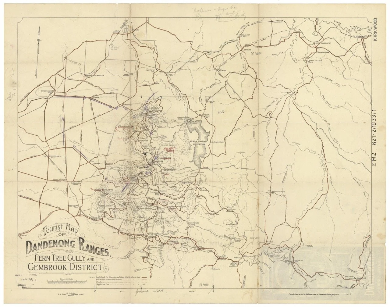 Tourist map of Dandenong Ranges, Fern Tree Gully & Gembrook district 1933 NSW Large.jpeg