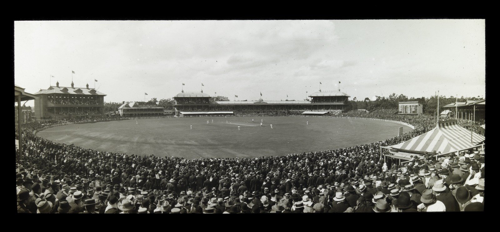 Cricket match being played at the Melbourne Cricket Ground c1930