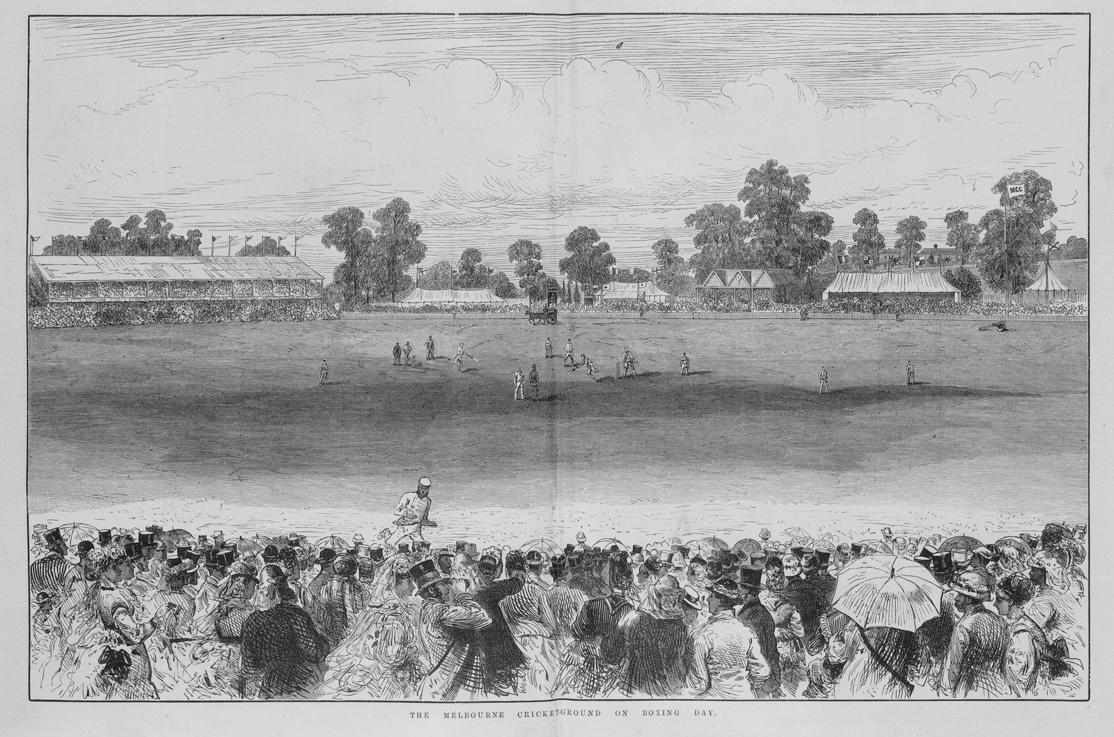 The Melbourne Cricket Ground on Boxing Day 1874