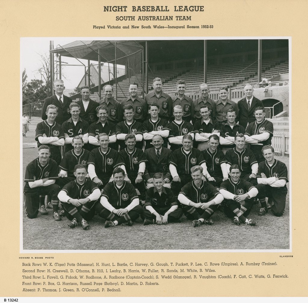 South Australian team of Night Baseball League 1953