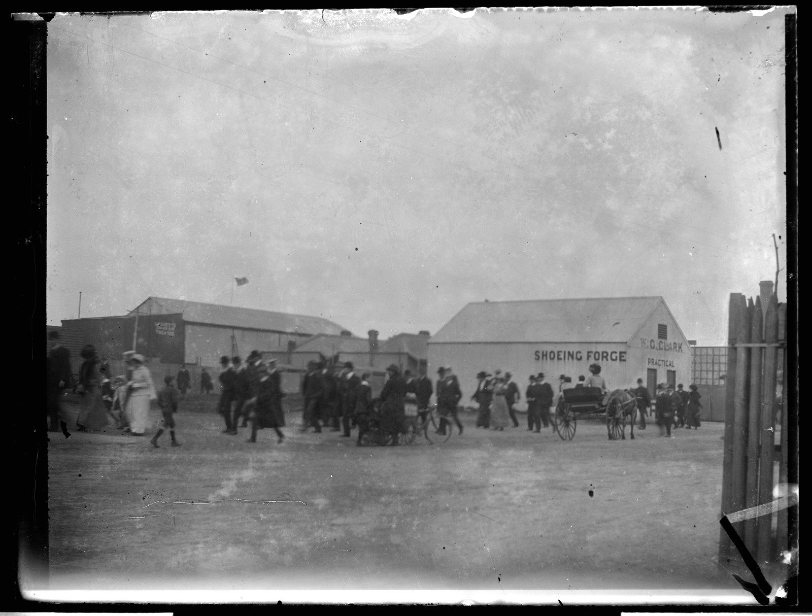 Crowds entering the Collingwood football ground at Victoria Park, Collingwood, for a match against South Melbourne 1890-1910 3