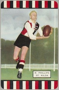 Football card B. Phillips, St. Kilda 1953
