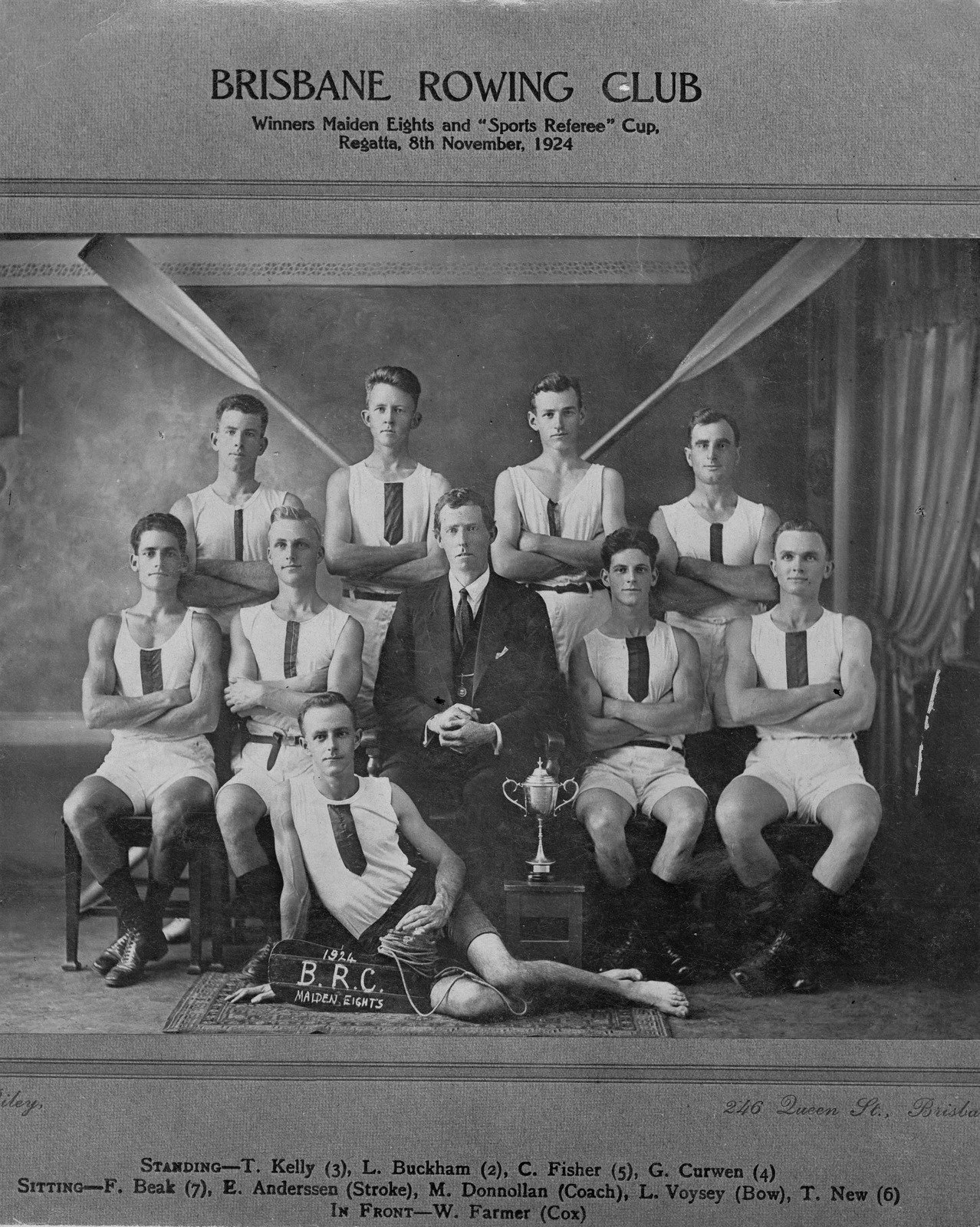 Winners of the Brisbane Rowing Club Maiden Eights, Brisbane, 1924