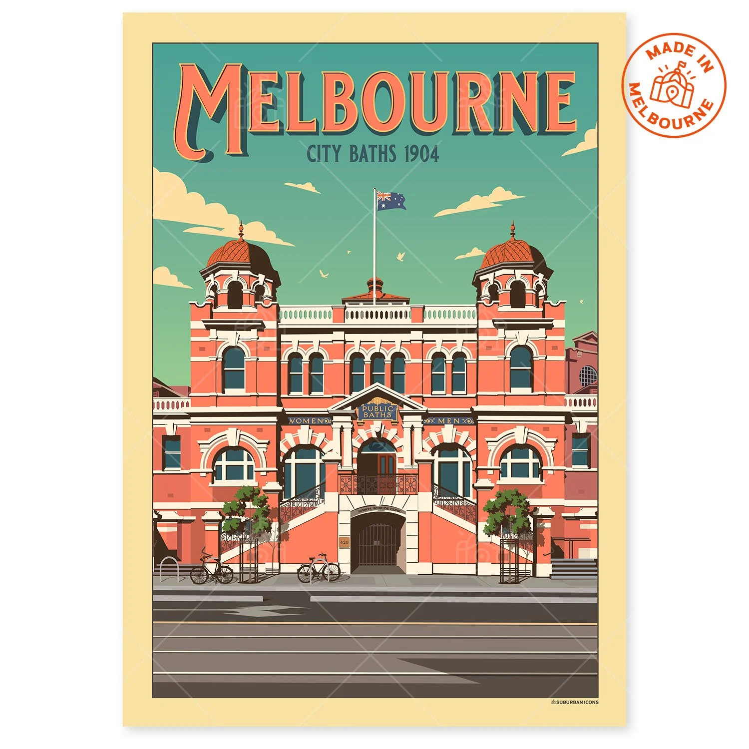 Melbourne City Baths Suburban Icon Poster