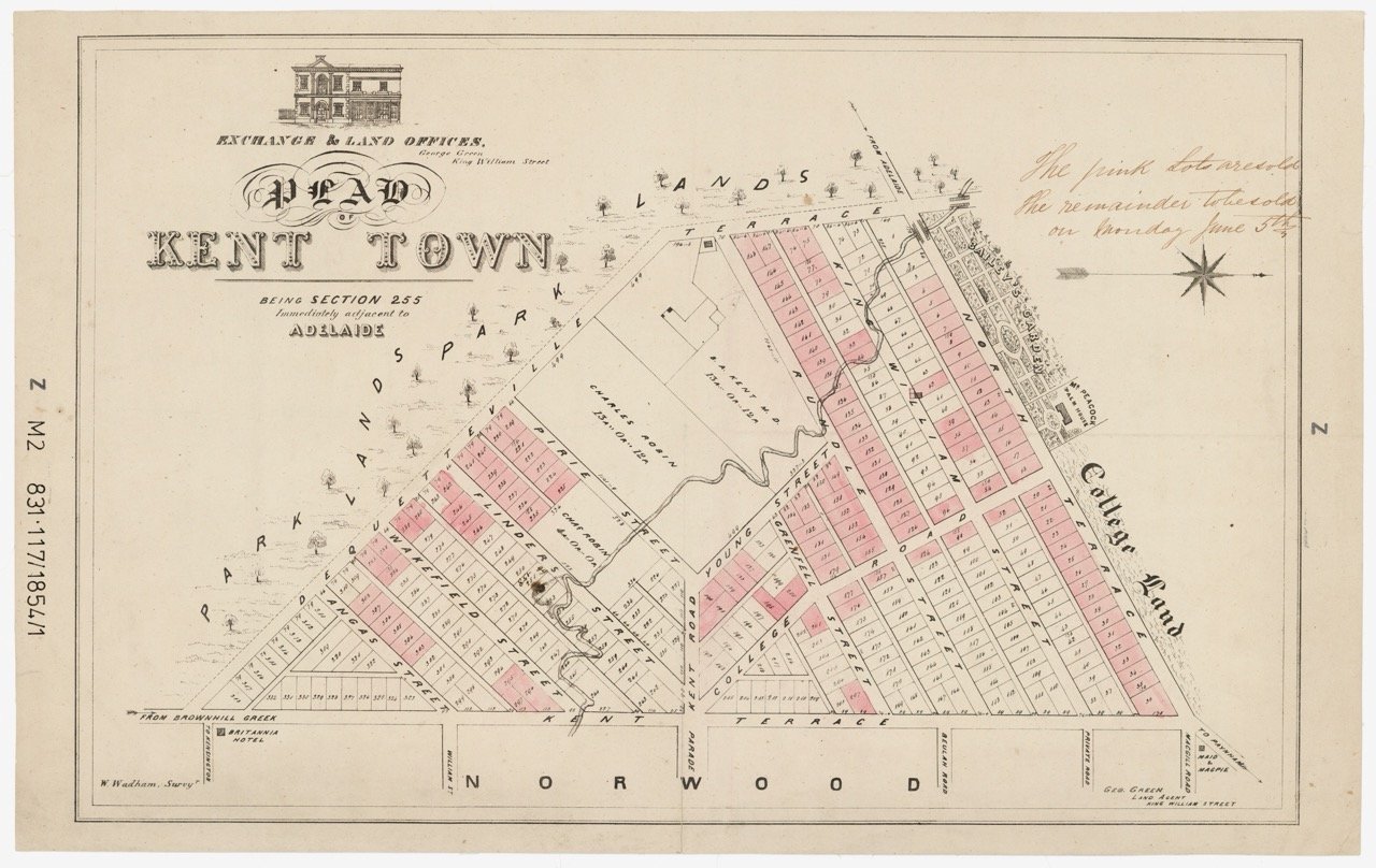 Plan of Kent Town Next to Norwood 1854