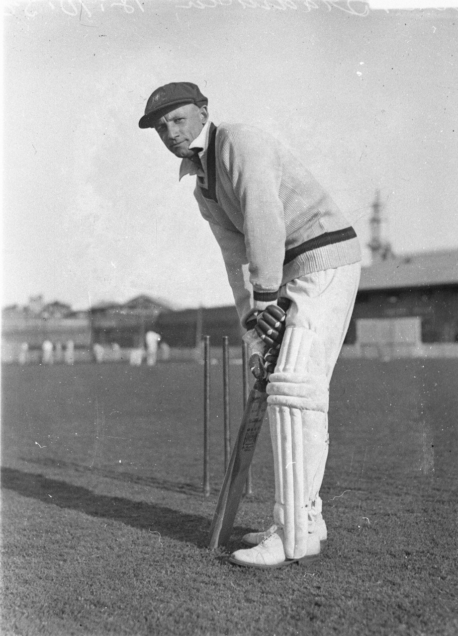 Don Bradman at the wicket at practice 1932