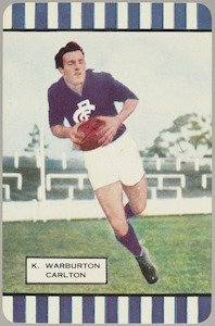 Football card K. Warburton, Carlton 1953