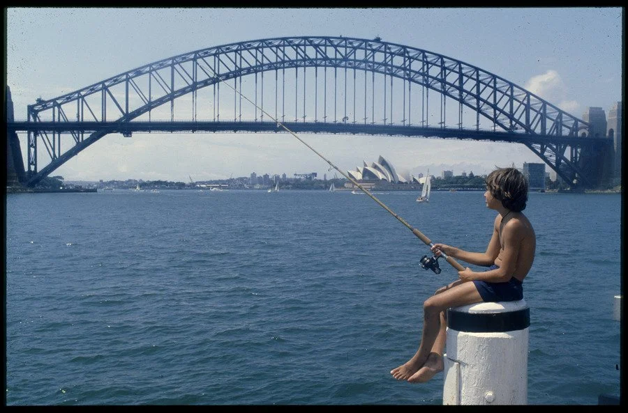 Rennie Ellis - Sydney Harbour, fishing 1980s. FL22655810