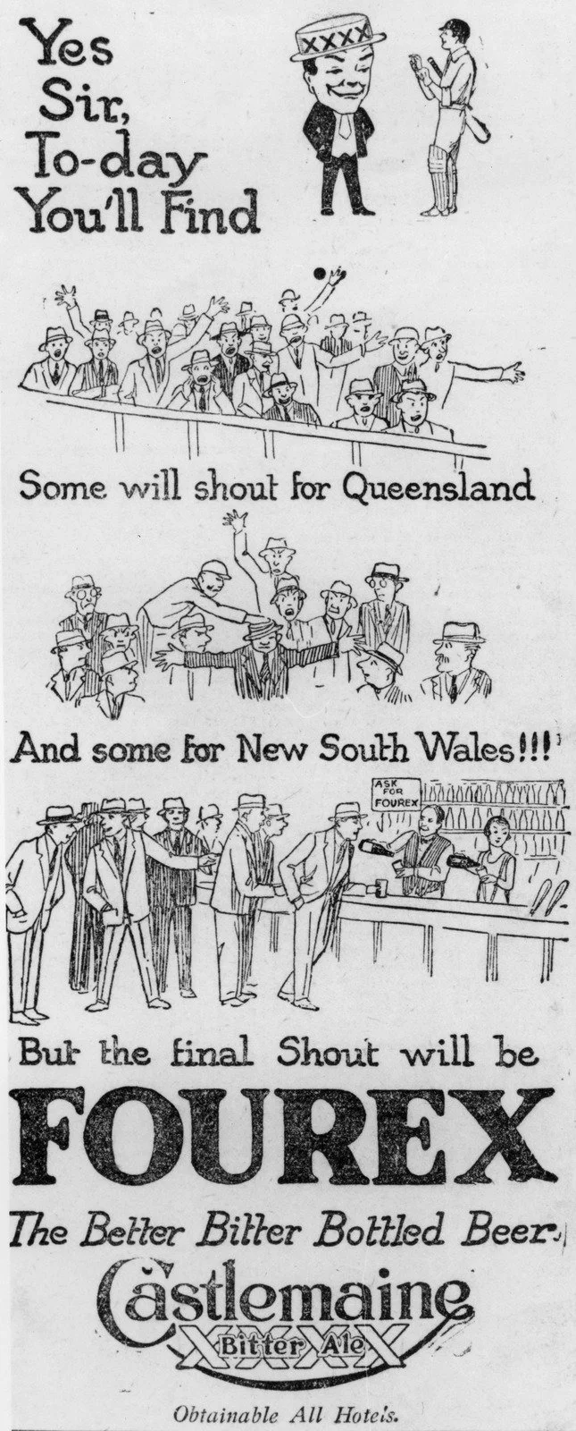 Yes Sir Advertisement for Fourex beer 1933