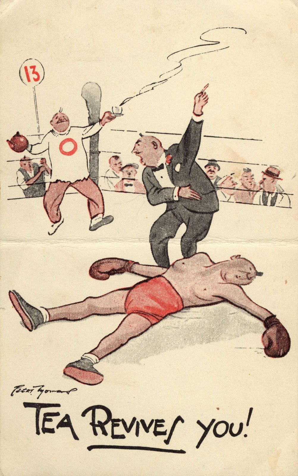 TEA REVIVES YOU! Boxing Postcard 1942