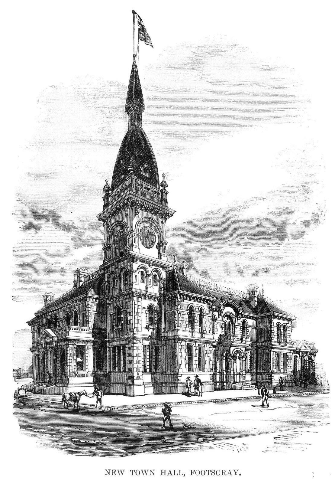 Planned Town Hall, Footscray (missing with clock tower in current build) 1876