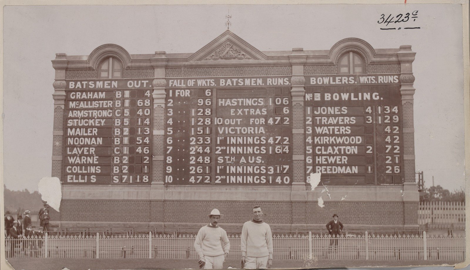 Ellis and Hastings record score for a 10th wicket 1903