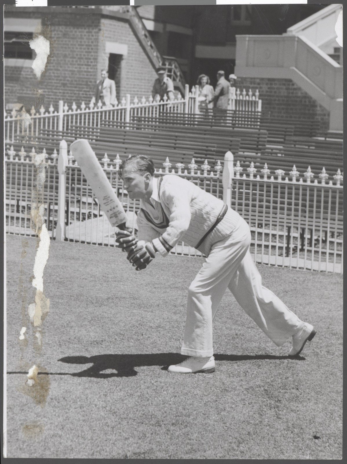 Len Hutton practising at M.C.C. for 3rd test 1947