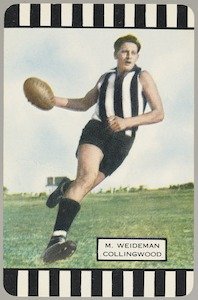 Football card, M. Weideman, Collingwood