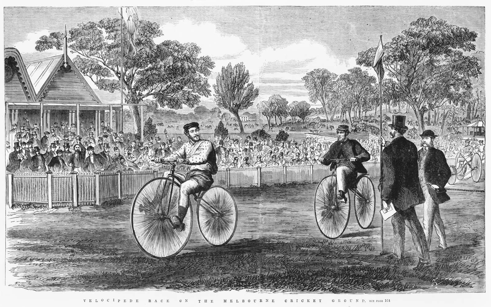 VELOCIPEDE RACE ON THE MELBOURNE CRICKET GROUND 1869