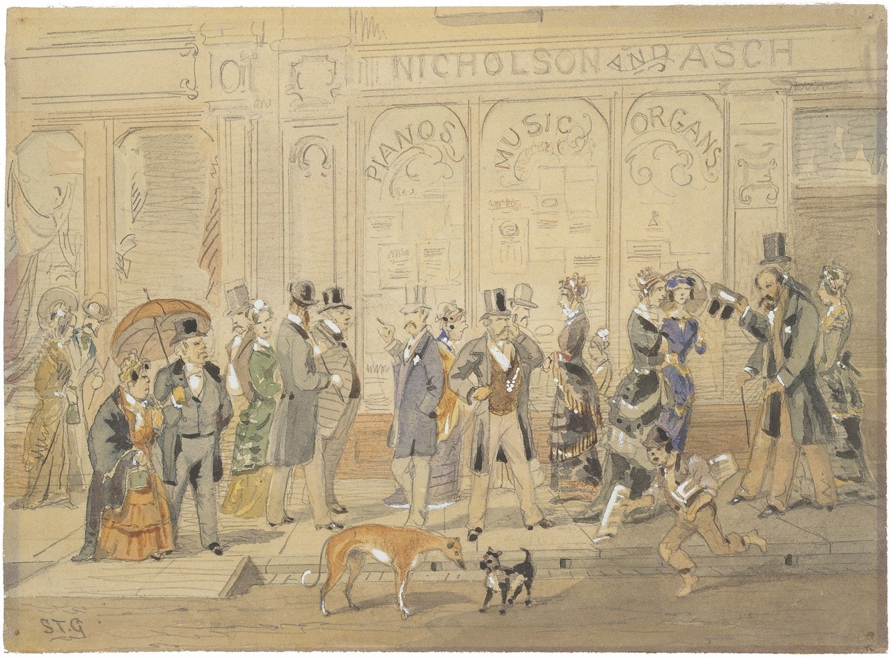 Doing the Block. Gt. Collins St 1880