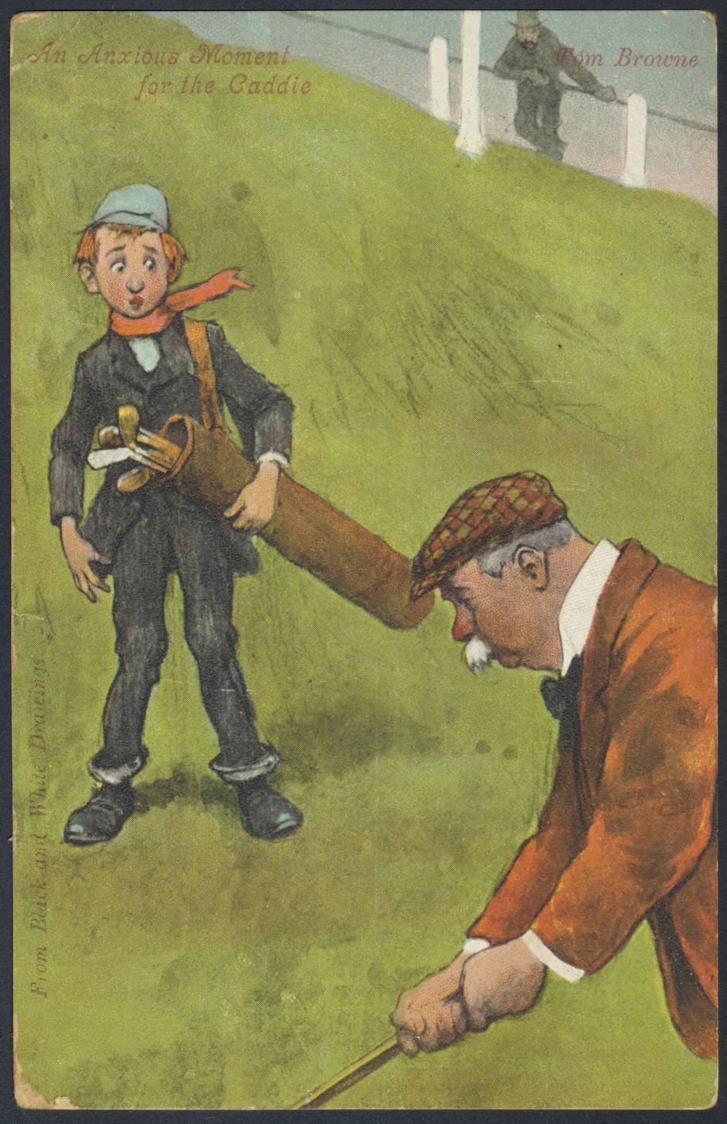 An anxious moment for the caddie postcard 1905