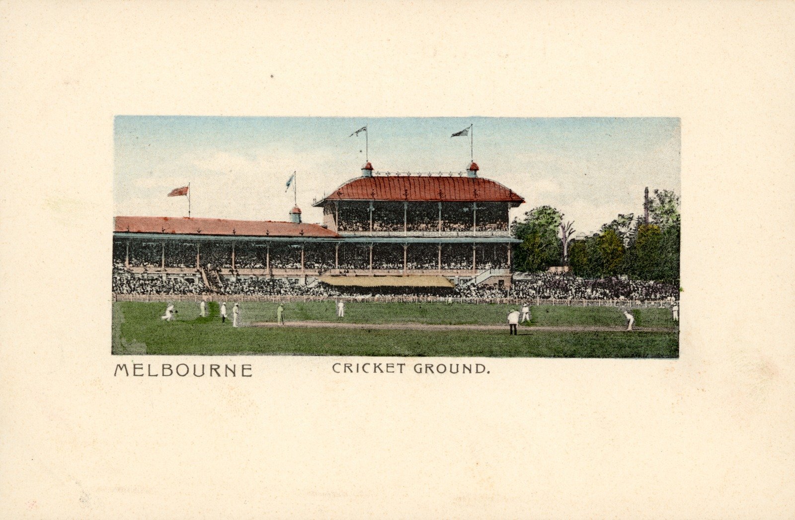 Melbourne Cricket Ground Cricket Print c1908