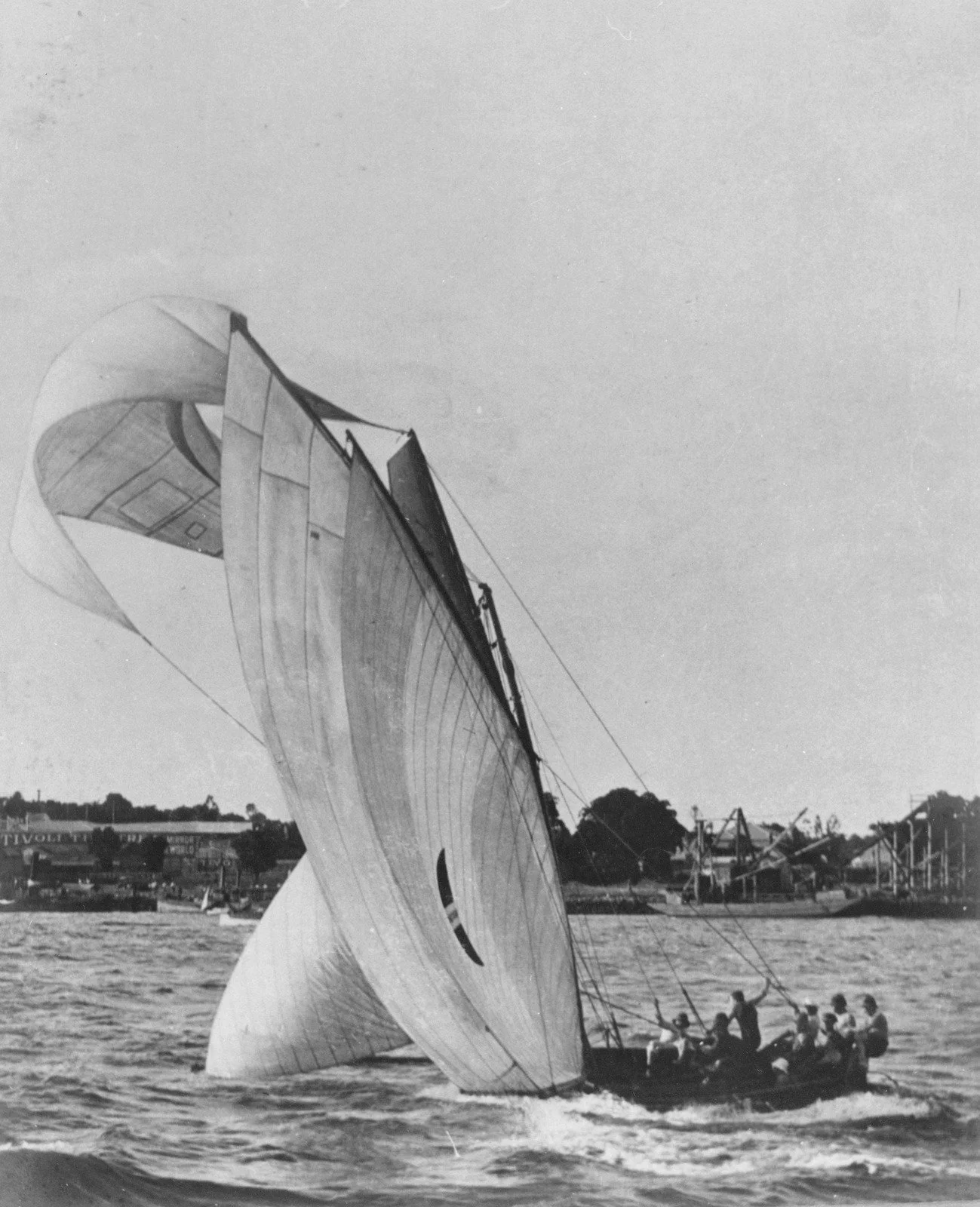 Sailing boat Vanity on the South Brisbane Reach of the Brisbane River, ca. 1925