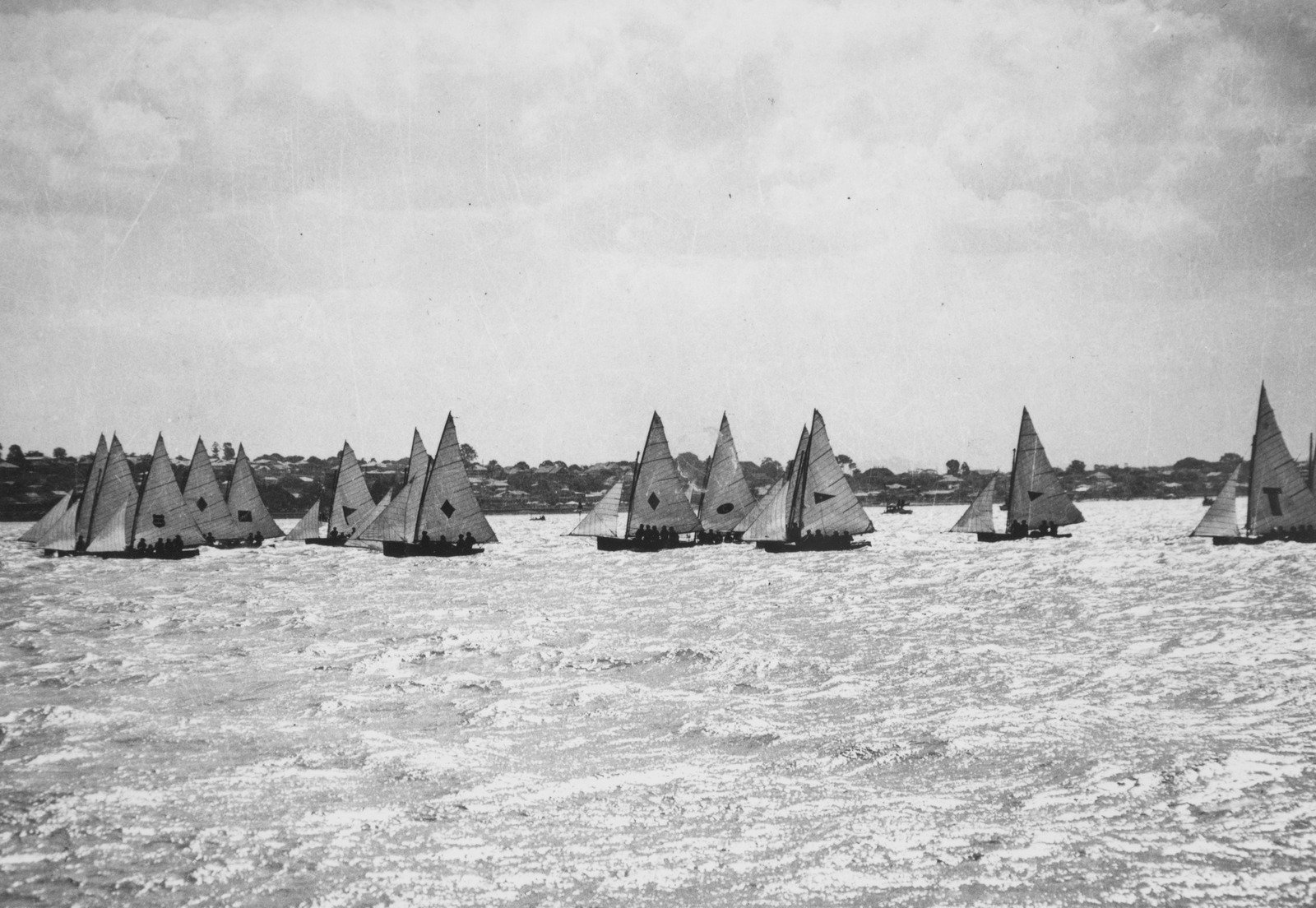 Sixteen footer sailing race, ca. 1940