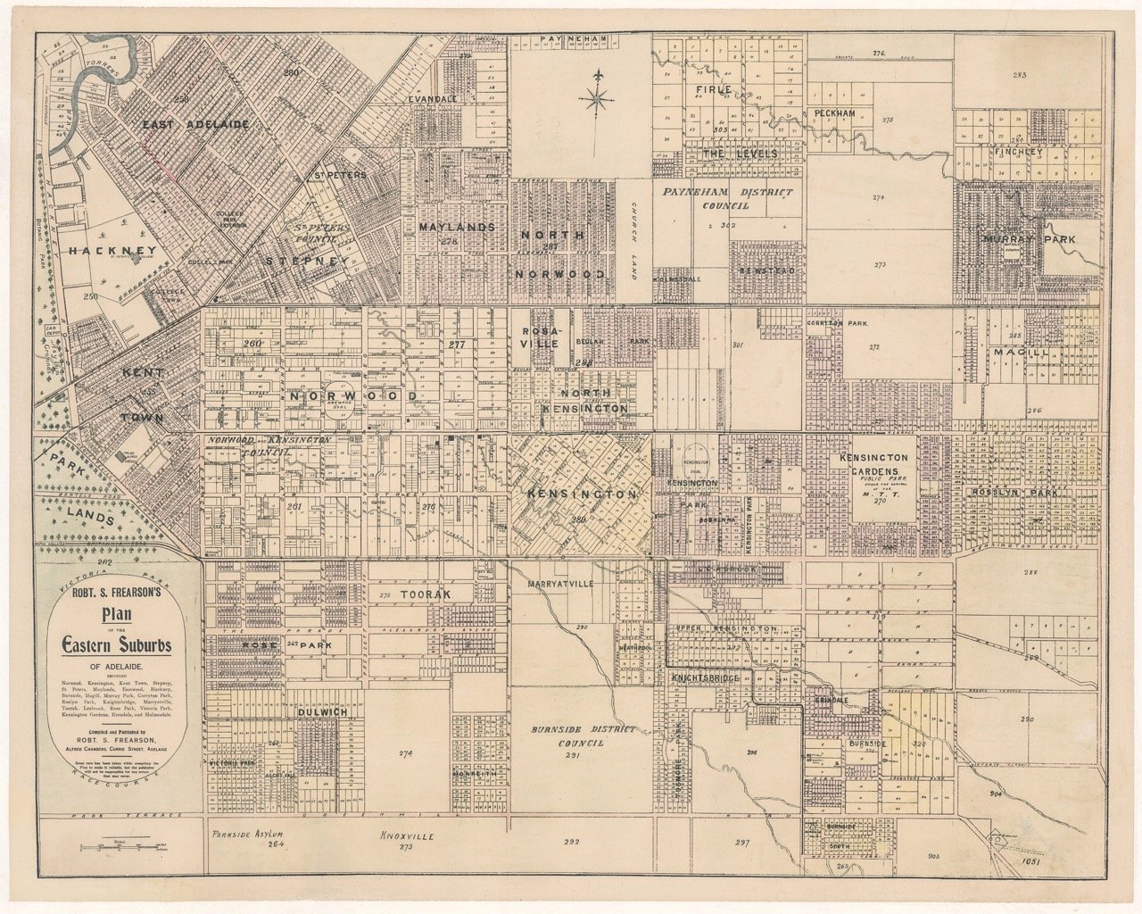 Frearson's plan of the Eastern Suburbs of Adelaide 1913