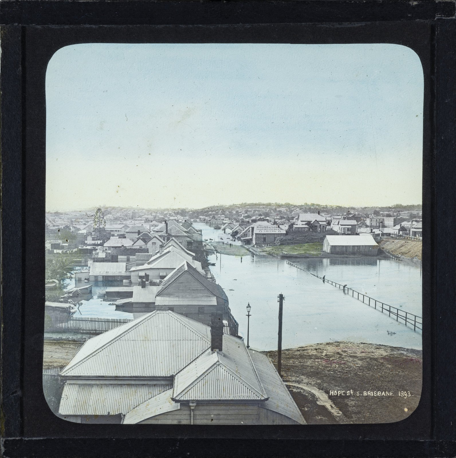 Hope Street, South Brisbane, during a flood in 1893
