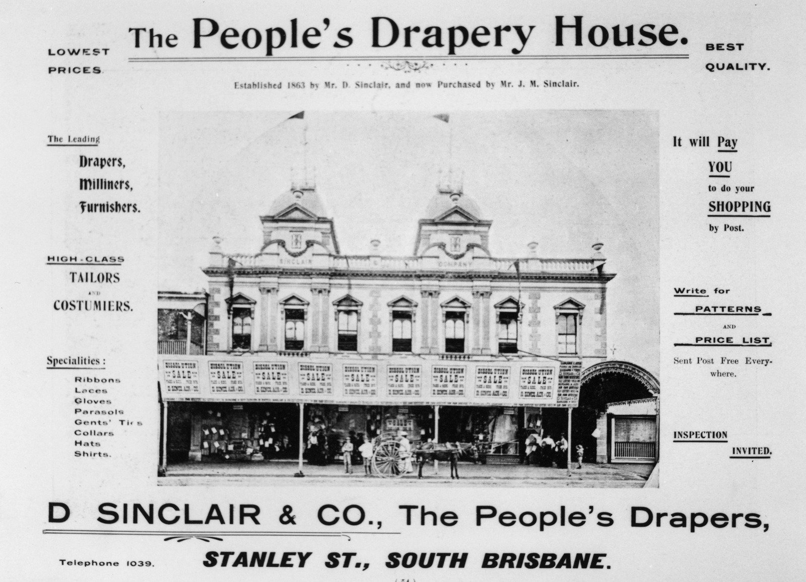 D. Sinclair & Co. in Stanley Street, South Brisbane, ca. 1901
