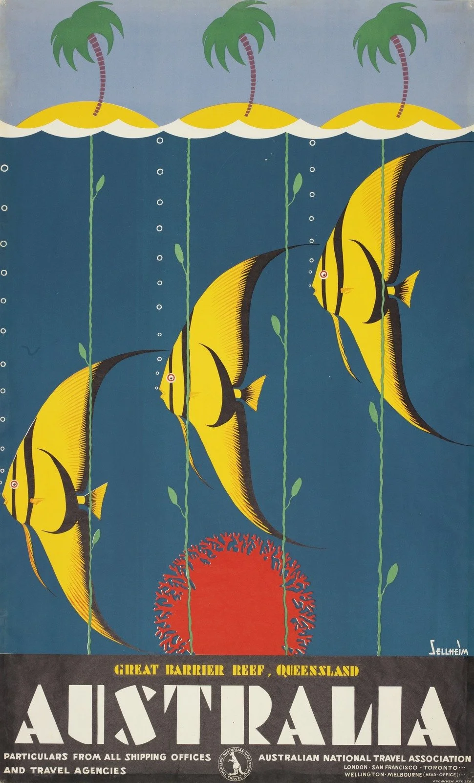 Great Barrier Reef Travel Poster Sellheim, Gert 1936