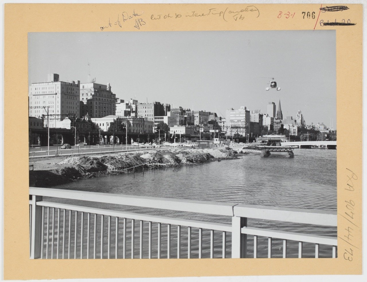 Looking east to Melbourne Heliport & city skyline from King Street Expressway], Feb 1962 2