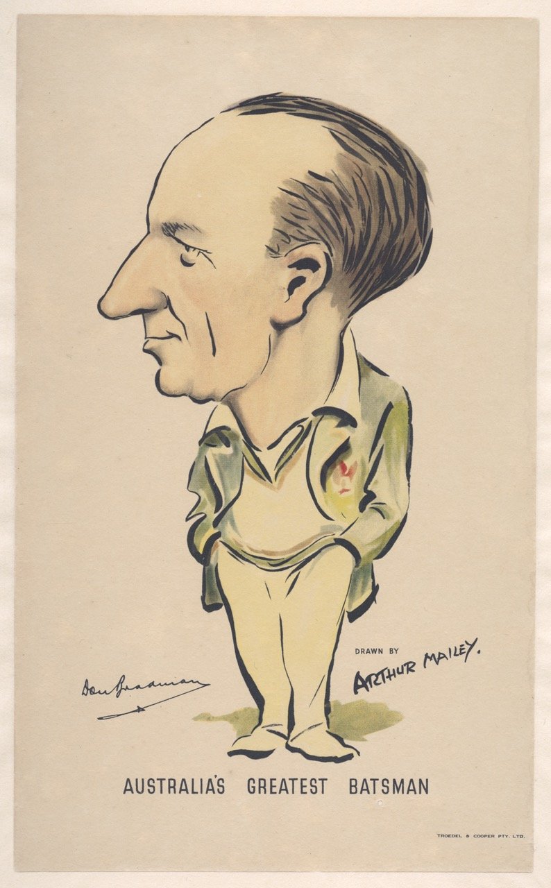 Framed sketch of Don Bradman 1939