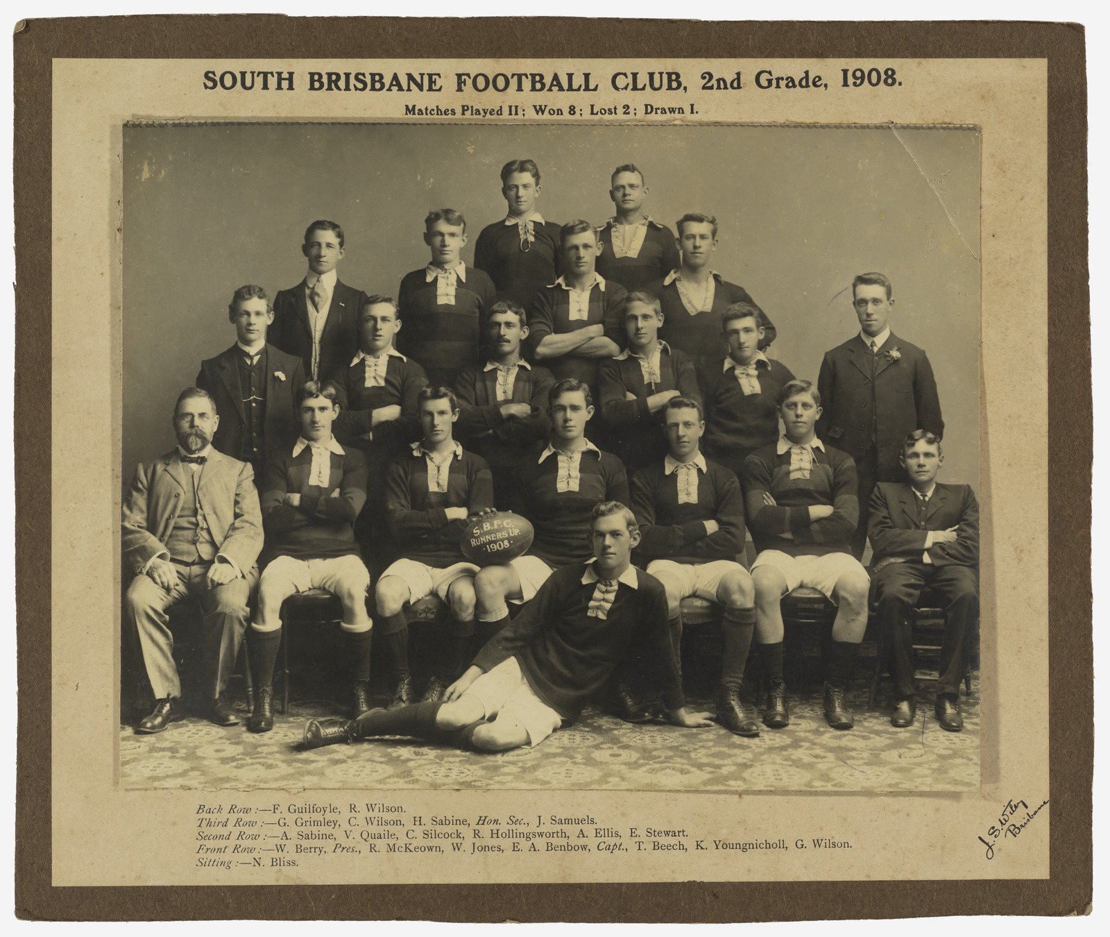 South Brisbane Football Club, 2nd Grade, 1908