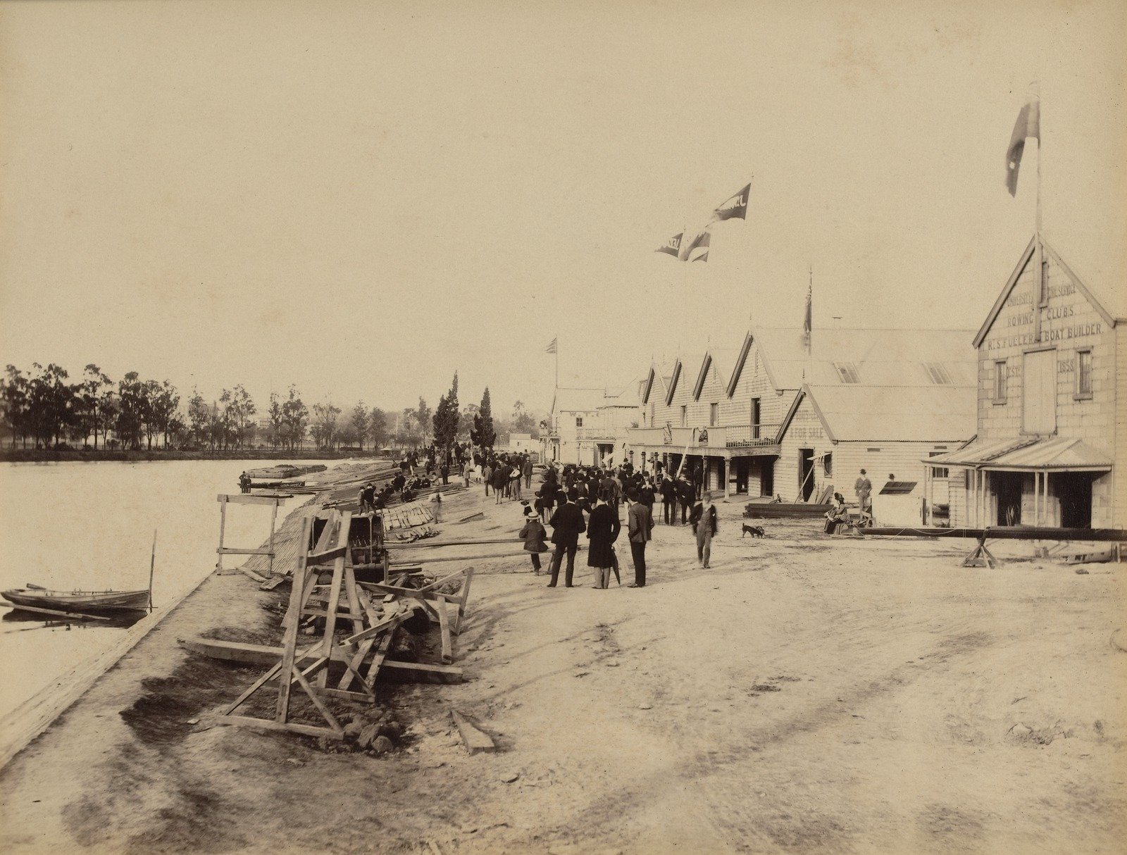 Boat builders' sheds on the Yarra River 1888