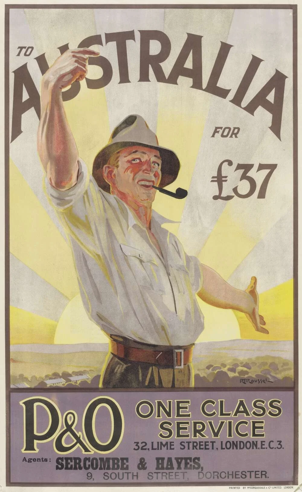 To Australia for £37 Travel Poster 1920s