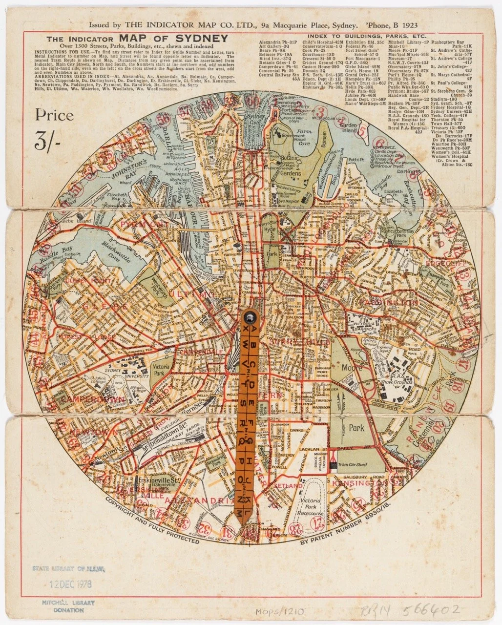 The indicator map of Sydney 1923