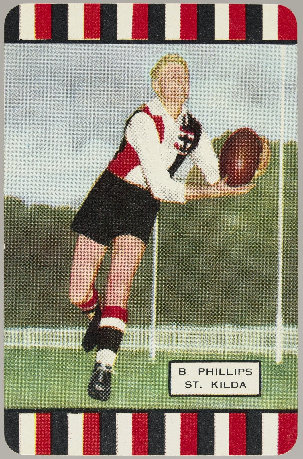 Football card. B. Phillips, St. Kilda 1953
