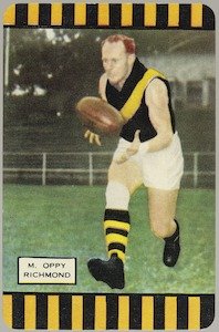 Football card M. Oppy, Richmond 1953