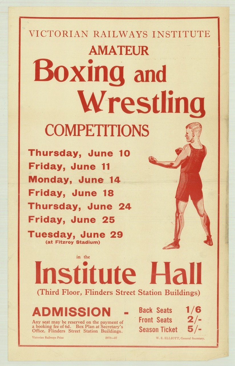 Victorian Railways Institute amateur boxing and wrestling competitions 1930s