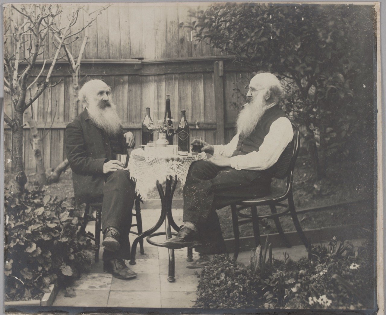Two men drinking wine, Melbourne 1900