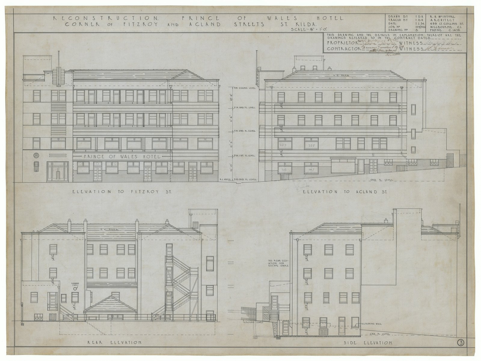 Prince Plans - Elevations 1936