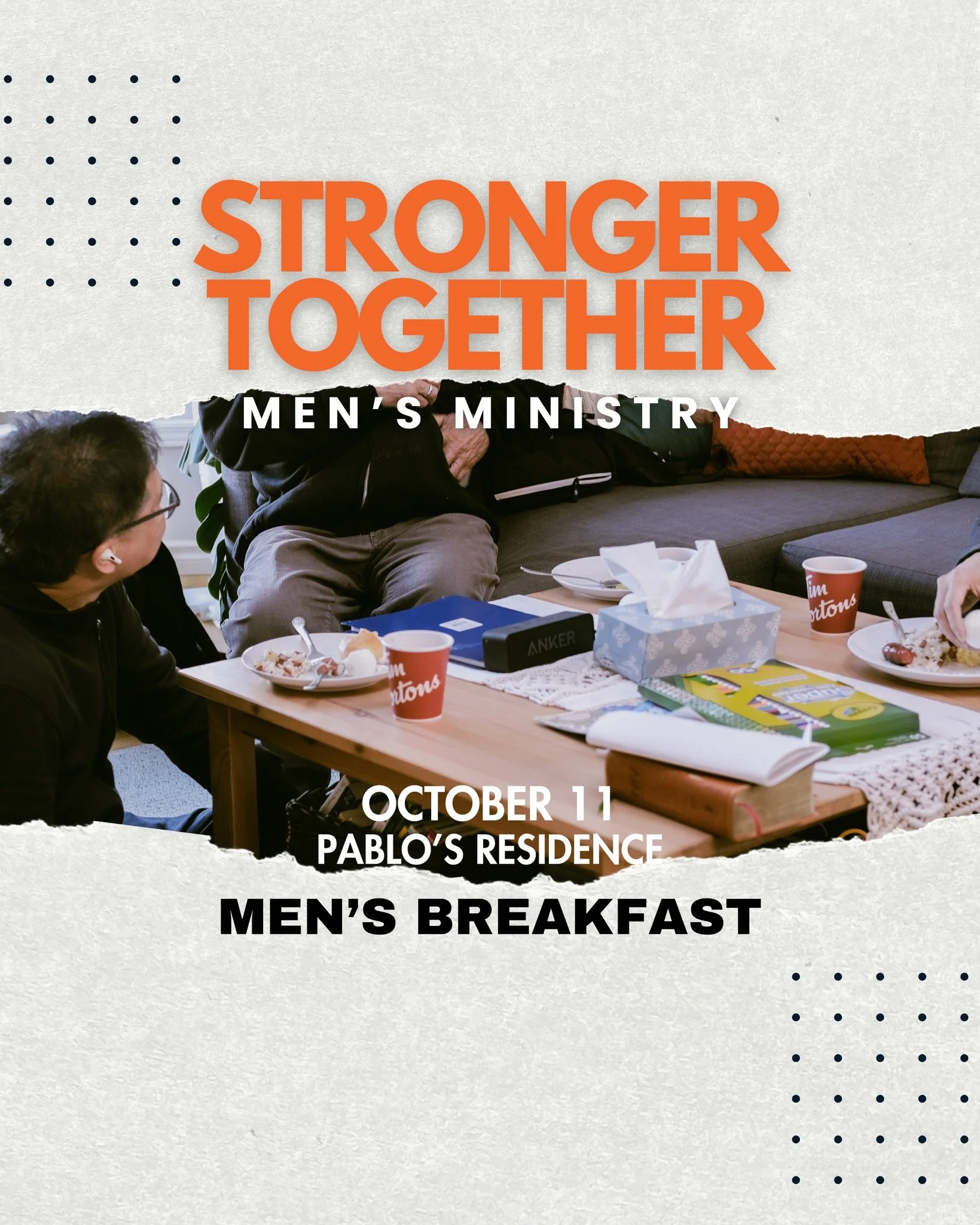 Men&rsquo;s Breakfast is back! On October 11, 2025, men's ministry breakfast will be taking place at the Pablo&rsquo;s residence at 8am! All men are invited to join, young and old; please bring something to share and your bibles as we break bread tog
