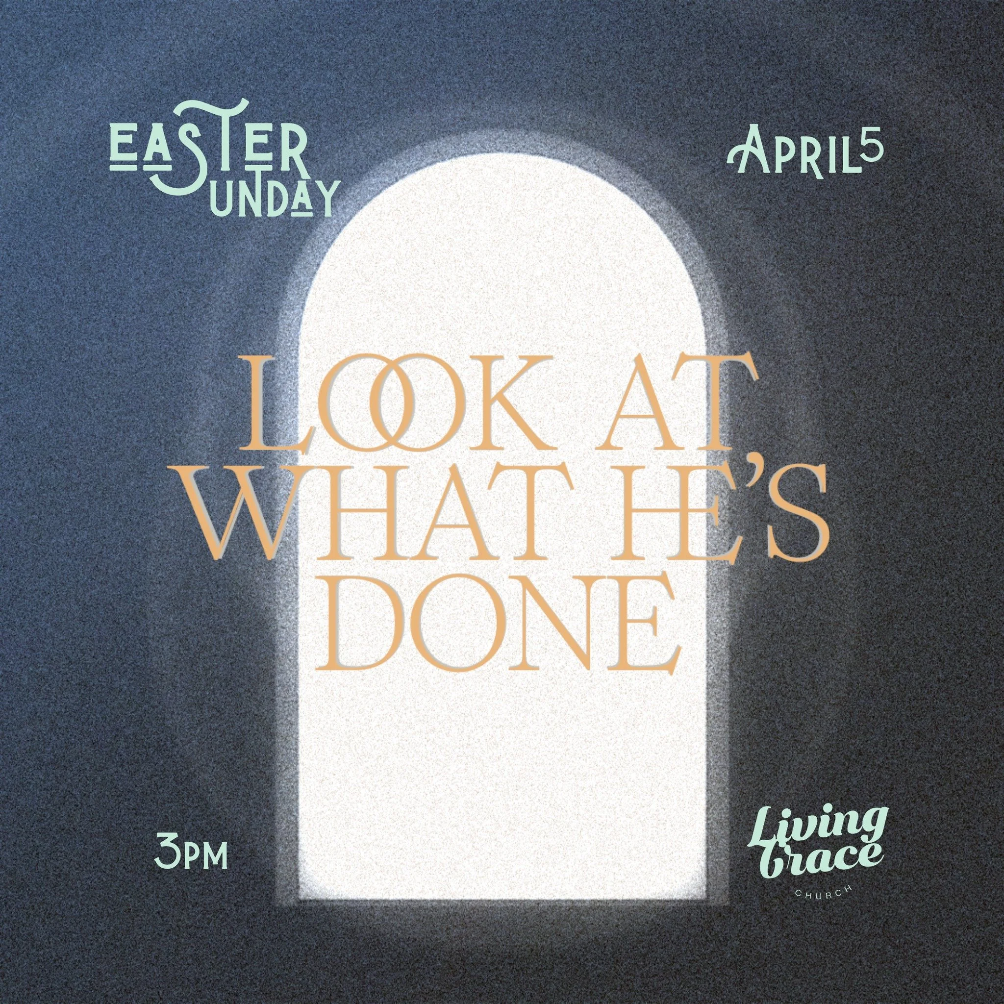 Look at what He&rsquo;s done. ✝️

Sin defeated.
Death conquered.
The stone rolled away.

On Easter Sunday, April 5, 2026, we celebrate the resurrection and the new life we have in Christ Jesus. Join us for a time together in singing, witnessing power