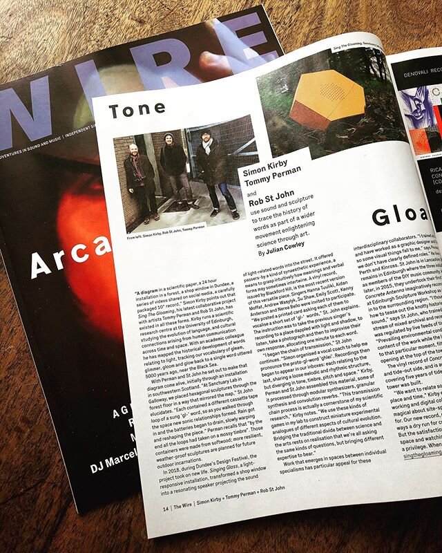 Many thanks to Julian Cowley and @thewiremagazine for this feature talking to @simonkirby @surfacepressure and @robsaintjohn&rsquo;s about their collaborative processes. Honoured that the trio&rsquo;s latest project, &lsquo;Sing the Gloaming&rsquo;, 