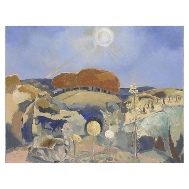 #repost &bull; @caughtbytheriver Landscape of the Summer Solstice (1943) by Paul Nash⠀
⠀
#paulnash #landscapeart #wittenhamclumps #longestday #antidotetoindifference