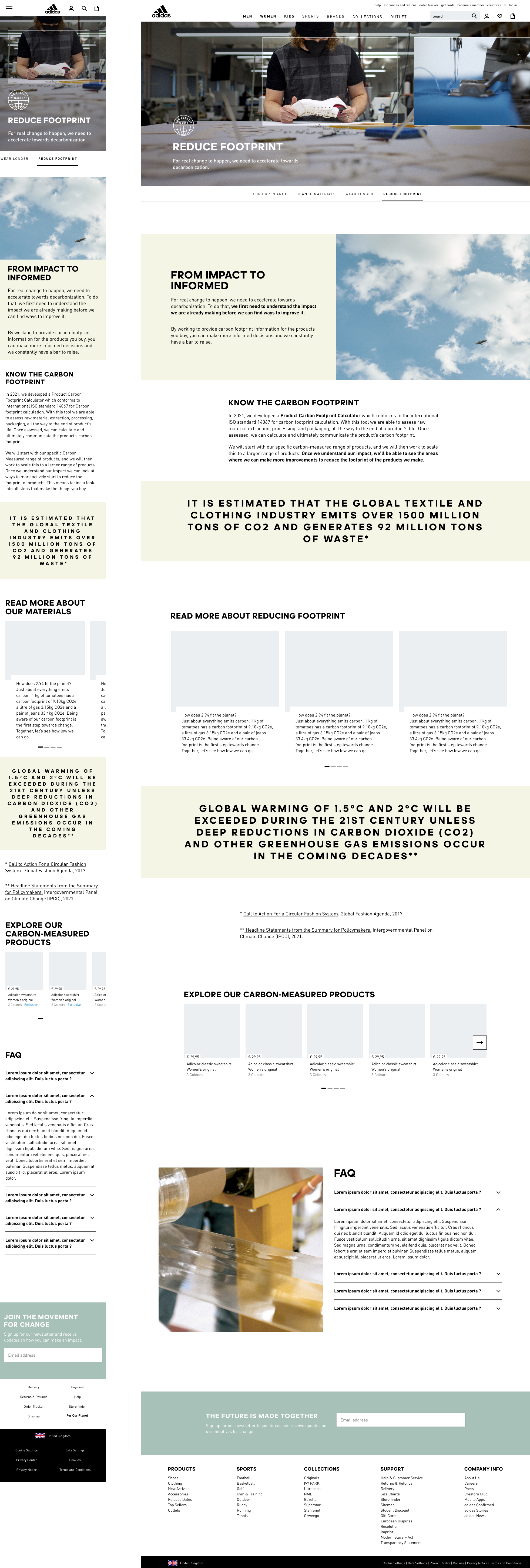 Reduce footprint info page