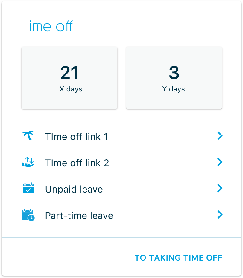Before in introduction of this tile, to get a complete insight into the available leave days, the employee had to log in to various systems., resulting in a not so pleasant experience for the employee. Therefore we introduced this tile ('Taking time…