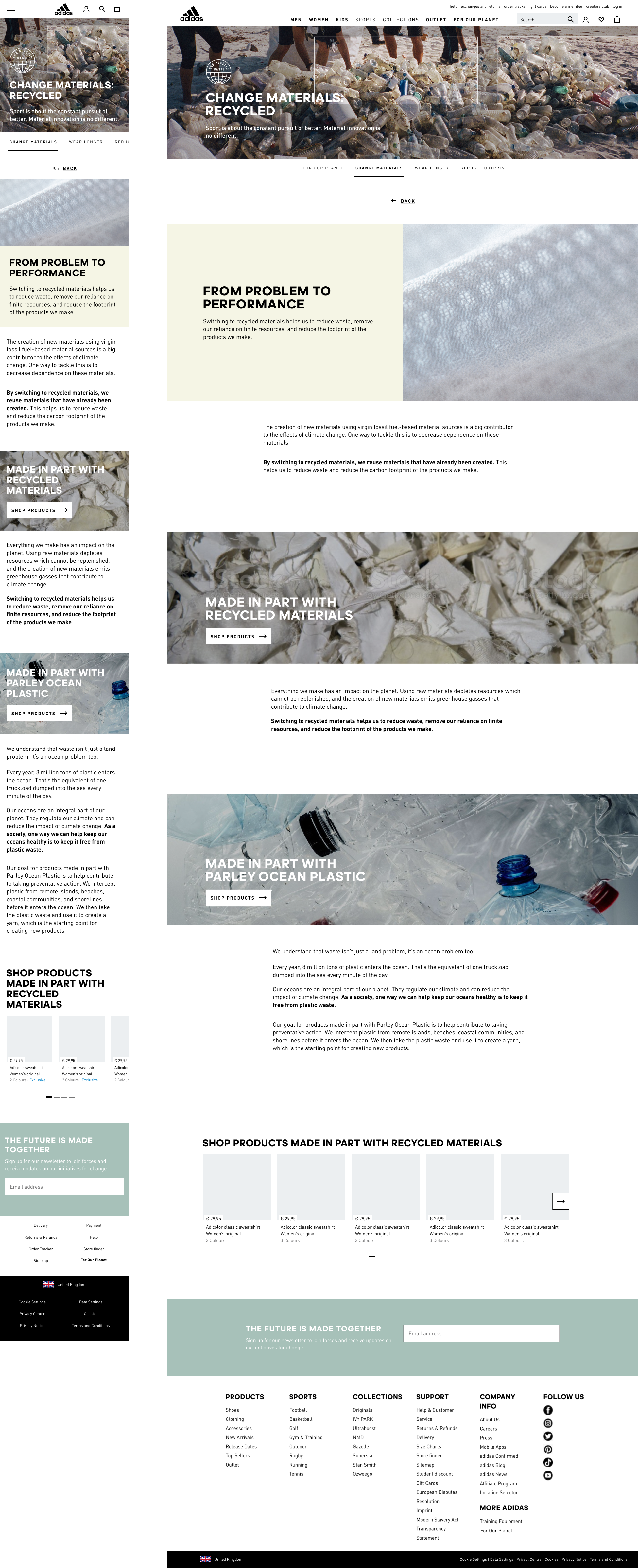 Materials detail page