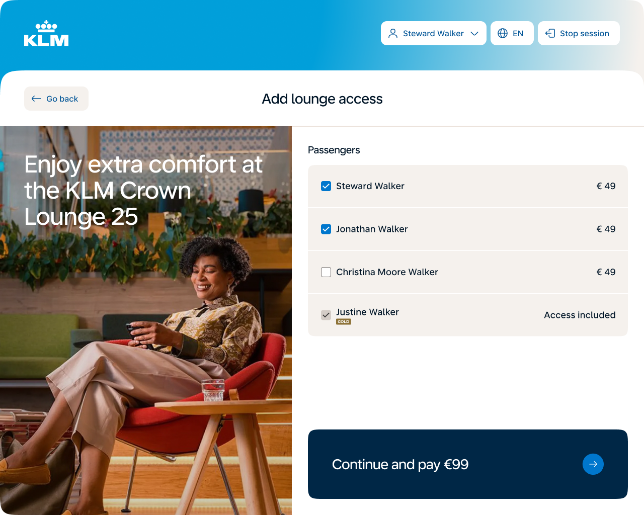 Marketing page for lounge access