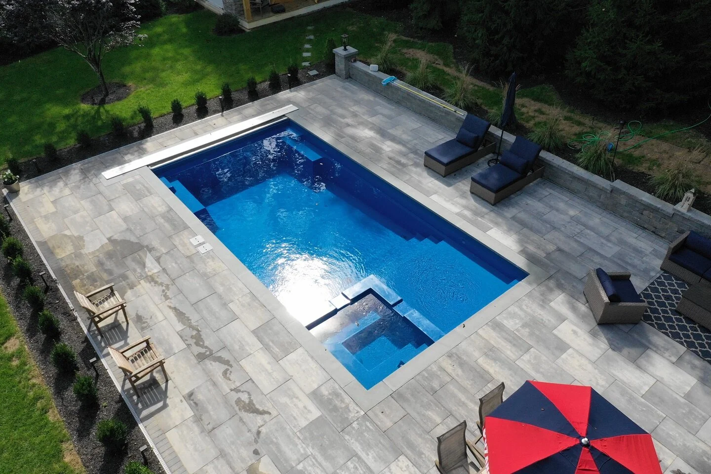Backyard oasis with fiberglass pool in Orange County, NY