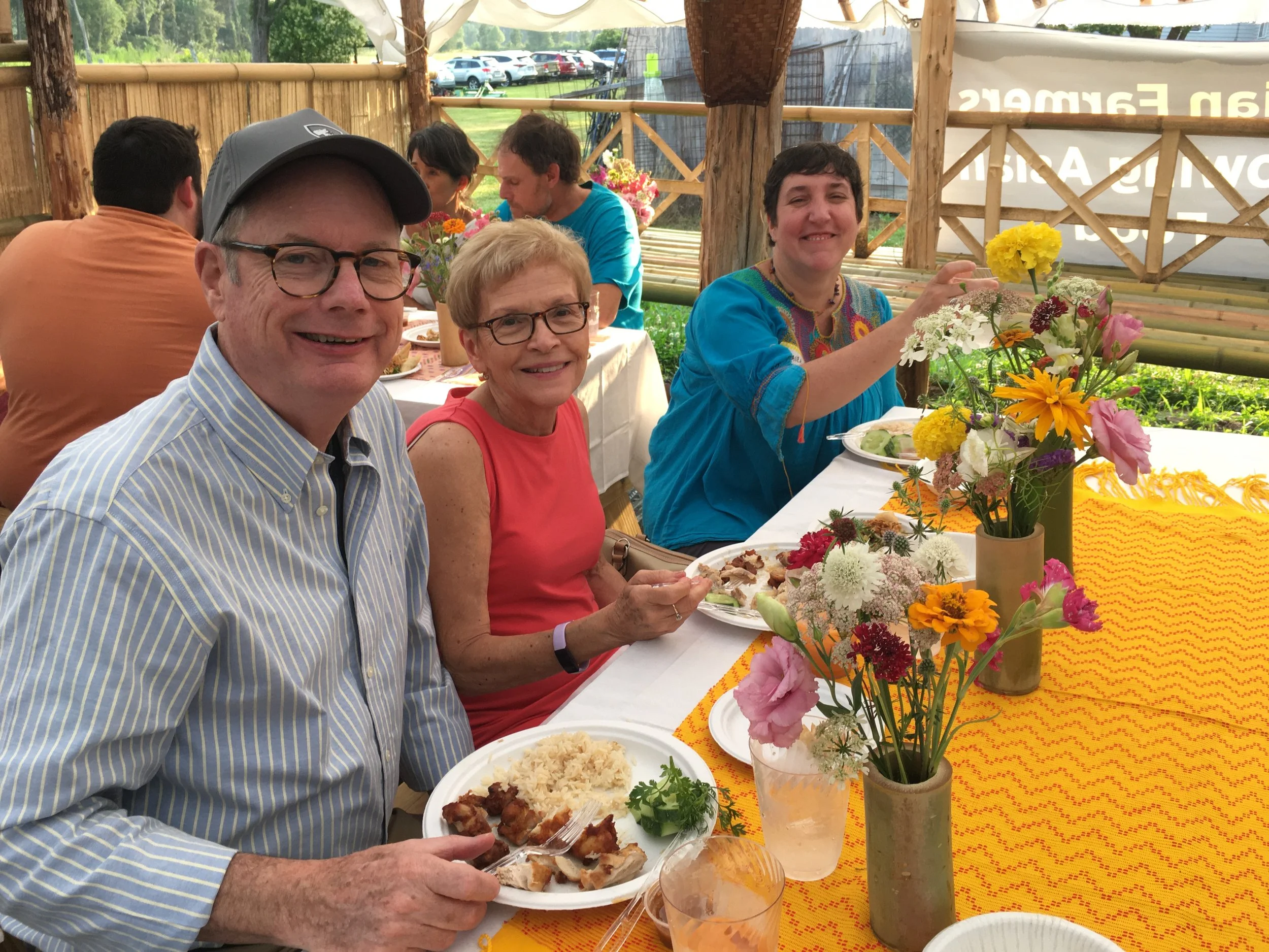 Even the table decorations came from the farm! Kree's Flowers with Bamboo Vases
