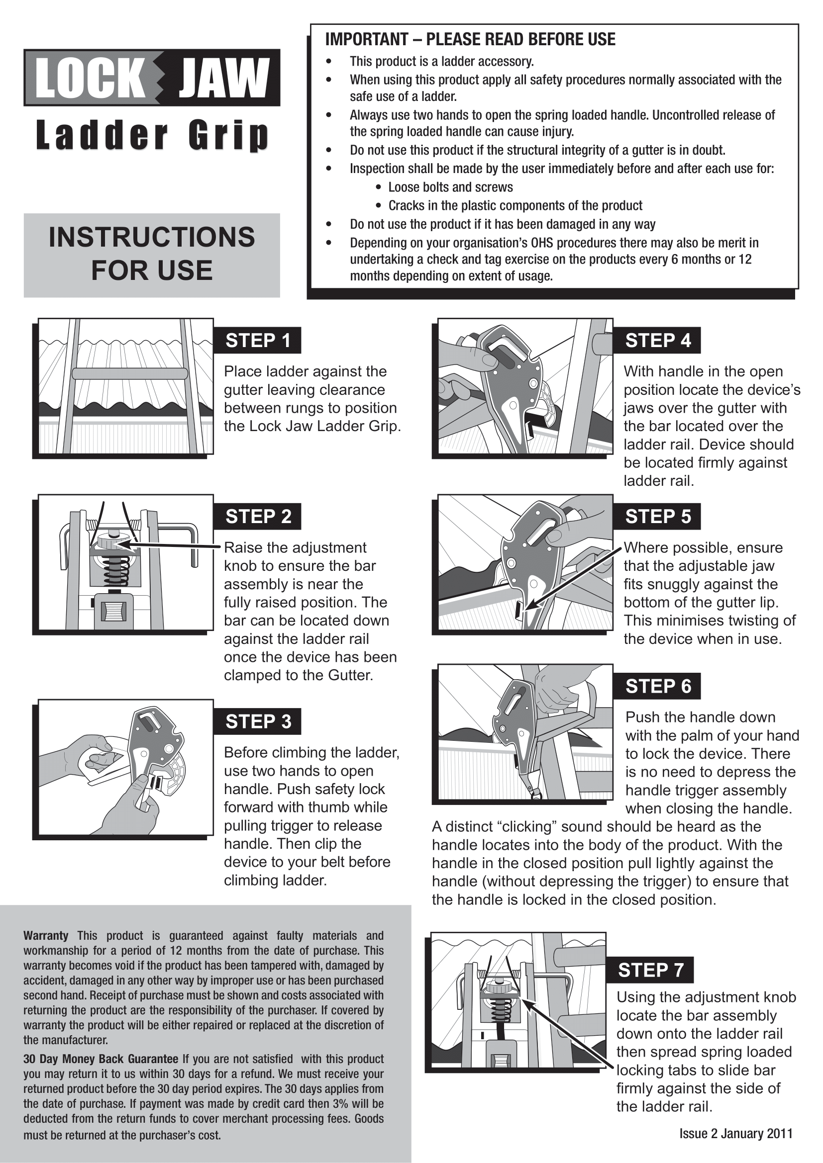 Lock Jaw Ladder Grip Ladder Safety Instructions and Usage Guide